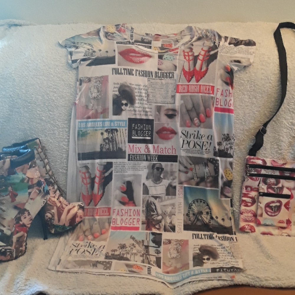 6-8 inch stiletto boots with matching shirt &purse